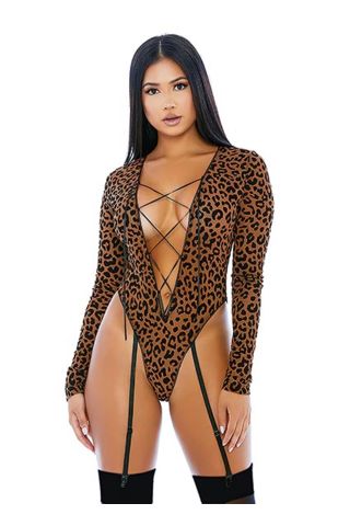 For Dreams 8292 Leopar Desenli Bodysuit - Kanatlı Butik