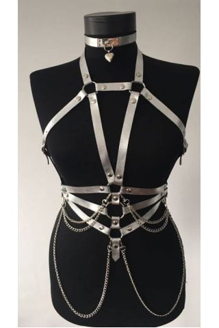 Harness Deri Zincirli Vücut Aksesuarı KB1132 - Kanatlı Butik