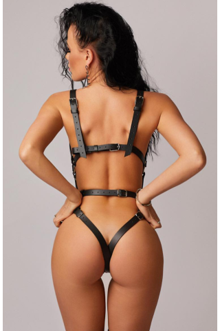 Harness Zincirli Deri Vücut Aksesuarı KB1170- Kanatlı Butik