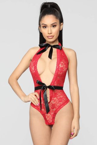 Night Light 3209 Boyun ve Bel Kısmı Fiyonklu Babydoll- Kanatlı Butik